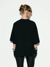 Oversized Logo Printed Metallic Detail Top